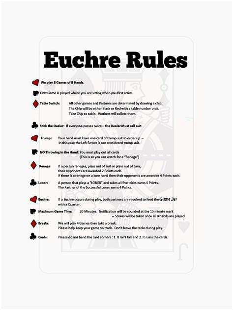 printable euchre rules